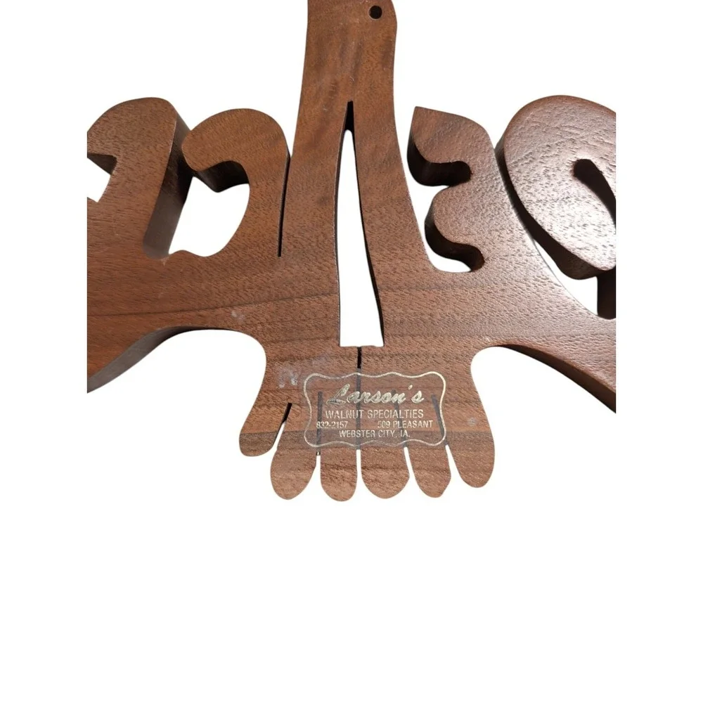 Vintage American Walnut Boho Hippie Peace Plaque Dove MCM